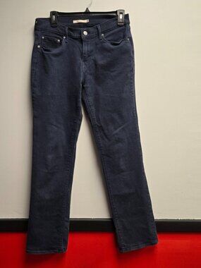 Levi's 505 Women's Straight Leg Jeans Size 29 Dark Wash Mid Rise Stretch Denim